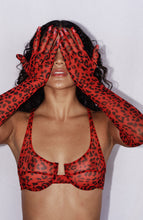 Load image into Gallery viewer, CRYSTAL CHERRY CHEETAH BRA
